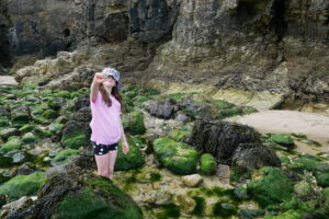 Rockpooling on Perranporth Beach